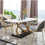 Load image into Gallery viewer, Modern Marble and Gold-Plated Dining Table