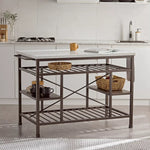 Load image into Gallery viewer, Modern Marble Top Kitchen Island with 4-Tier Storage Shelves & Metal Legs - Stylish Marble Top And Sturdy Metal Legs.