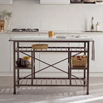 Load image into Gallery viewer, Modern Marble Top Kitchen Island with 4-Tier Storage Shelves & Metal Legs - Stylish Marble Top And Sturdy Metal Legs.