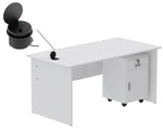 Load image into Gallery viewer, Mahmayi Modern MP1 120x60 Study Writing Table with BS01 Super Recessed Power Strip Desktop Socket Board, Modern Executive Desk for Adults, Home Offices, Schools, Laptop, Computer Workstation - WHITE