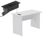 Load image into Gallery viewer, Mahmayi Modern MP1 120x60 Study Writing Table with BS01 Super Recessed Power Strip Desktop Socket Board, Modern Executive Desk for Adults, Home Offices, Schools, Laptop, Computer Workstation - WHITE
