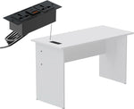 Load image into Gallery viewer, Mahmayi Modern MP1 120x60 Study Writing Table with BS01 Super Recessed Power Strip Desktop Socket Board, Modern Executive Desk for Adults, Home Offices, Schools, Laptop, Computer Workstation - WHITE