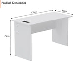 Load image into Gallery viewer, Mahmayi Modern MP1 120x60 Study Writing Table with BS01 Super Recessed Power Strip Desktop Socket Board, Modern Executive Desk for Adults, Home Offices, Schools, Laptop, Computer Workstation - WHITE