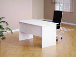 Load image into Gallery viewer, Mahmayi Modern MP1 120x60 Study Writing Table with BS01 Super Recessed Power Strip Desktop Socket Board, Modern Executive Desk for Adults, Home Offices, Schools, Laptop, Computer Workstation - WHITE