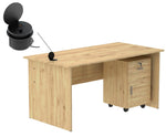 Load image into Gallery viewer, Mahmayi Modern MP1 120x60 Study Writing Table with BS01 Super Recessed Power Strip Desktop Socket Board, Modern Executive Desk for Adults, Home Offices, Schools, Laptop, Computer Workstation - WHITE