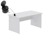 Load image into Gallery viewer, Mahmayi Modern MP1 120x60 Study Writing Table with BS01 Super Recessed Power Strip Desktop Socket Board, Modern Executive Desk for Adults, Home Offices, Schools, Laptop, Computer Workstation - WHITE