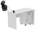 Load image into Gallery viewer, Mahmayi Modern MP1 120x60 Study Writing Table with BS01 Super Recessed Power Strip Desktop Socket Board, Modern Executive Desk for Adults, Home Offices, Schools, Laptop, Computer Workstation - WHITE