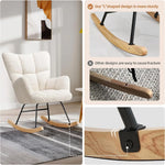 Load image into Gallery viewer, Modern Off White Rocking Chair – Soft Boucle Fabric, Ergonomic Backrest, Sturdy Metal Frame & Wooden Rocker Base – Cozy Lounge Chair for Living Room, Bedroom & Nursery (Boucle Off White)