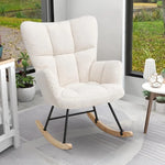 Load image into Gallery viewer, Modern Off White Rocking Chair – Soft Boucle Fabric, Ergonomic Backrest, Sturdy Metal Frame & Wooden Rocker Base – Cozy Lounge Chair for Living Room, Bedroom & Nursery (Boucle Off White)