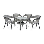 Load image into Gallery viewer, Modern Rattan Dining Set - 1 Round Table with Black Glass & 4 Chairs, Perfect for Home, Kitchen, or Office Spaces-GCC Home Center