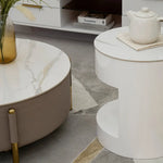 Load image into Gallery viewer, Modern Round Coffee Table Set β Champagne & White (2-Piece)