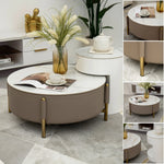 Load image into Gallery viewer, Modern Round Coffee Table Set β Champagne & White (2-Piece)
