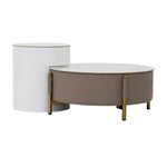 Load image into Gallery viewer, Modern Round Coffee Table Set β Champagne & White (2-Piece)