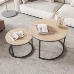 Load image into Gallery viewer, Modern Round Nesting Coffee Table Set Of 2 - Black & Natural Oak-GCC Home Center