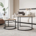 Load image into Gallery viewer, Modern Round Nesting Coffee Table Set Of 2 - Black & Natural Oak-GCC Home Center