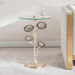 Load image into Gallery viewer, Modern Round Side Table β Clear Glass Top with Gold Metal Frame