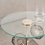 Load image into Gallery viewer, Modern Round Side Table β Clear Glass Top with Gold Metal Frame