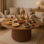 Load image into Gallery viewer, Modern Round Wooden Dining Table - 110 cm - Wood Top with Sturdy Base, Seats 6 Person