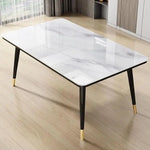 Load image into Gallery viewer, Modern Sintered Stone Dining Table Set with 4 Curved Chairs – Rectangular Kitchen Furniture - 4 Concave Curve Chair Set for Kitchen