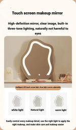 Load image into Gallery viewer, Modern White Dressing Table with LED Mirror - Sleek Makeup Vanity Desk with Slate Marble Finish and Soft-Close Drawers-GCC Home Center