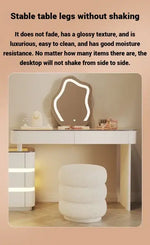 Load image into Gallery viewer, Modern White Dressing Table with LED Mirror - Sleek Makeup Vanity Desk with Slate Marble Finish and Soft-Close Drawers-GCC Home Center