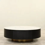 Load image into Gallery viewer, Natural Stone Coffee Table β Sintered Stone & Gold Chrome Finish