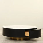 Load image into Gallery viewer, Natural Stone Coffee Table β Sintered Stone & Gold Chrome Finish