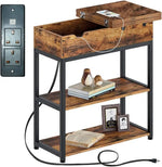Load image into Gallery viewer, NeoStyle Side Table with Charging Station, Nightstand with USB Ports and Outlets,Flip Top Open Narrow Sofa End Table with Storage Shelf for Living Room, Bedroom