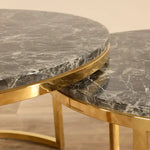 Load image into Gallery viewer, Nesting Coffee Tables ā Chrome Gold & Faux Marble