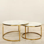 Load image into Gallery viewer, Nesting Coffee Tables ā Chrome Gold & Faux Marble