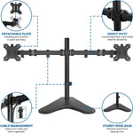 Load image into Gallery viewer, Newstar Dual Monitor Stand | Double Monitor Desk Stand Fits Two x 13 to 32 Inch Computer Screens | Freestanding Base | 2 Heavy Duty Full Motion Adjustable Arms | VESA Compatible
