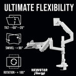 Load image into Gallery viewer, NEWSTAR Monitor Arm and Laptop Mount with Adjustable Tray for 10-17" Notebook (9kg Max), Full Motion Arm Supports 17" - 49" Monitor (20kg Max), White, Adjustable Dual Stand with Clamp