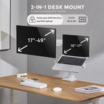 Load image into Gallery viewer, NEWSTAR Monitor Arm and Laptop Mount with Adjustable Tray for 10-17" Notebook (9kg Max), Full Motion Arm Supports 17" - 49" Monitor (20kg Max), White, Adjustable Dual Stand with Clamp
