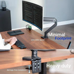 Load image into Gallery viewer, NEWSTAR Single Monitor Arm, Gas Spring Single Monitor Mount up to 49 inches, Ultrawide Monitor Arm Holds up to 20KG, Heavy Duty Monitor Mount Desk with C Clamp and Grommet Base