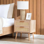 Load image into Gallery viewer, Oaktree Nightstand β 2 Drawer Rattan (Natural Finish)