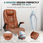 Load image into Gallery viewer, Guessky Office Chair, Big and Tall Office Chair Executive Office Chair Ergonomic Leather Chair with Lumbar Support High Back Home Office Desk Chairs Computer Chair with Adjustable Flip-Up Arms (Brown)
