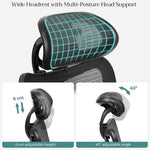 Load image into Gallery viewer, Office Chair, Ergonomic Desk Computer Chair, Mesh Chair, Adjustable Lumbar Support and Headrest Adjustable Height Black for Office-GCC Home Center