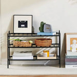 Load image into Gallery viewer, ORiTi Bamboo Shoe Rack 3 Tier Stackable Shoe Shelf Shoes Organizer Standing Shoe Stand Stable and Study for Closet Entryway Hallway Bedroom Floor Dorm Black 69x46x28cm