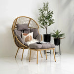 Load image into Gallery viewer, Outdoor Chair with Foot Stool β Grey & Beige