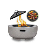 Load image into Gallery viewer, Outdoor Round Firepit (Charcoal & Wood Burning) with BBQ Grill & Spark Screen