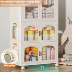 Load image into Gallery viewer, OYDAS Wardrobe Portable Closet, Stackable Storage Bins with Doors,Wheels,Lids,Collapsible Plastic Closet Organizers Storage Cabinet with Closet Rods,Folding Storage Bins (S70-136x60x35cm)-GCC Home Center