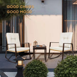 Load image into Gallery viewer, Piece Light Beige Rattan Bistro Set β Outdoor Rocking Chairs with Washable Cushions & Glass Coffee Table for Patio, Garden & Balcony**