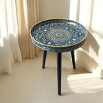 Load image into Gallery viewer, Plastics Tray Side Table β Indian Style Coffee Table with 17.7" Wooden Legs