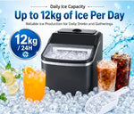 Load image into Gallery viewer, Portable Electric Ice Maker Machine 1.5L Extendable Water Tank, 12kg/24H Countertop Ice Maker, Makes Ice Cubes in 6 Minutes, Self-Cleaning, Lid, Removable Ice Basket & Scoop
