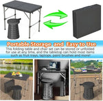 Load image into Gallery viewer, Portable Folding Camping Table and Stool Set (Black, Adjustable Height, 68x40x55cm)