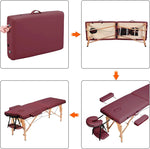 Load image into Gallery viewer, COOLBABY Portable Massage Table Professional Adjustable Folding Bed with 3-part Wooden Frame Ergonomic Headrest and Tote Bag for Therapeutic Tattoo Salon SPA Facial Treatment…