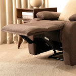 Load image into Gallery viewer, Recliner Chair β Brown | 1-Seater Fabric Recliner with Adjustable Backrest & Footrest