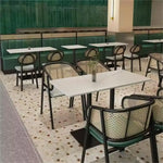 Load image into Gallery viewer, Rectangular Heavy Duty Metal Frame & Marble Top Restaurant Dining Table Modern Elegant Sturdy Table