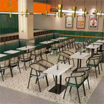 Load image into Gallery viewer, Rectangular Heavy Duty Metal Frame & Marble Top Restaurant Dining Table Modern Elegant Sturdy Table