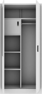 Load image into Gallery viewer, RIGID Steel Home Cupboard with Clothes-Hanging Space Shelving and Front Door Mirror (White)-GCC Home Center
